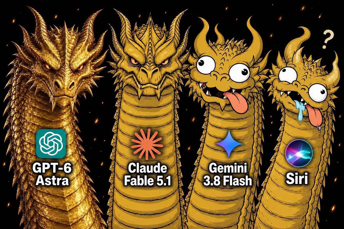 使用者提供:ChatGPT、Claude、Gemini、Siri 的龍梗圖